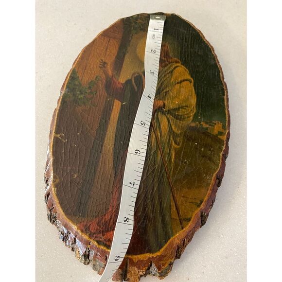 Vintage 60s Decoupage on Wood CHRIST Knocking at the Door - Picture 7 of 8